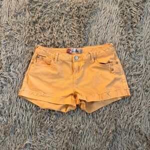 Ink Orange Distressed Hem Shorts